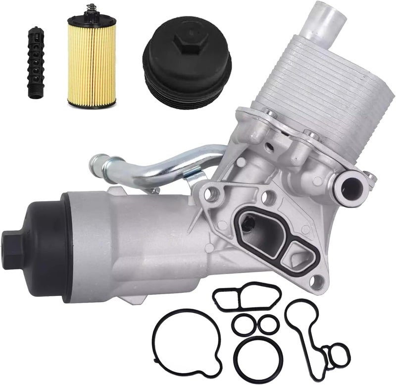 MNJWS 918-428 Upgraded Aluminum Engine Oil Filter Housing Oil Cooler Kit Fit for 1.4L Turbo 2013-2021 Chevrolet Cruze, Sonic, Trax, Buick Encore - Replace 55566784, 55565388, 650039 - Image 1